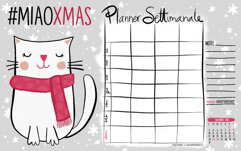 planner settimanale gatto 